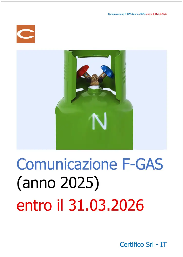 F-GAS Comunicazione dei dati da parte delle imprese (anno 2025) entro il 31.03.2026